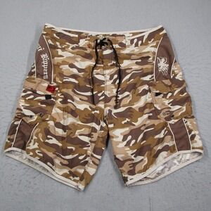 Maui Rippers Mens Size 40 Desert Camo Board Shorts Cargo Octopus Brown Y2K